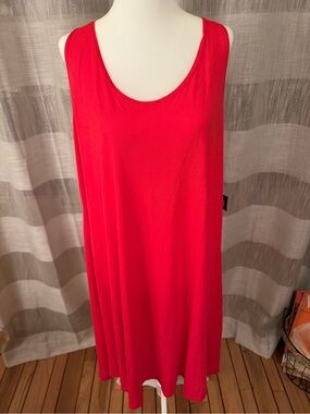 ellos Bright Red Sleeveless Midi Swing Dress